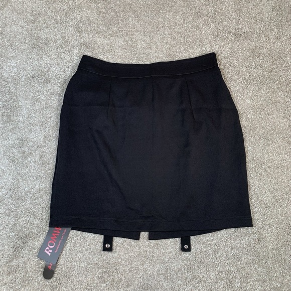 NWT ROMWE Women's Black Mini Skirt‎ Goth Buckles Rock Punk Grunge Party SMALL 4 - Picture 2 of 5